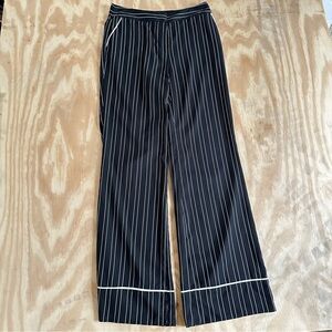 Vince Camino Women’s Size 2 Striped Zip Button Black Pinstripe Wide-Leg Pants
